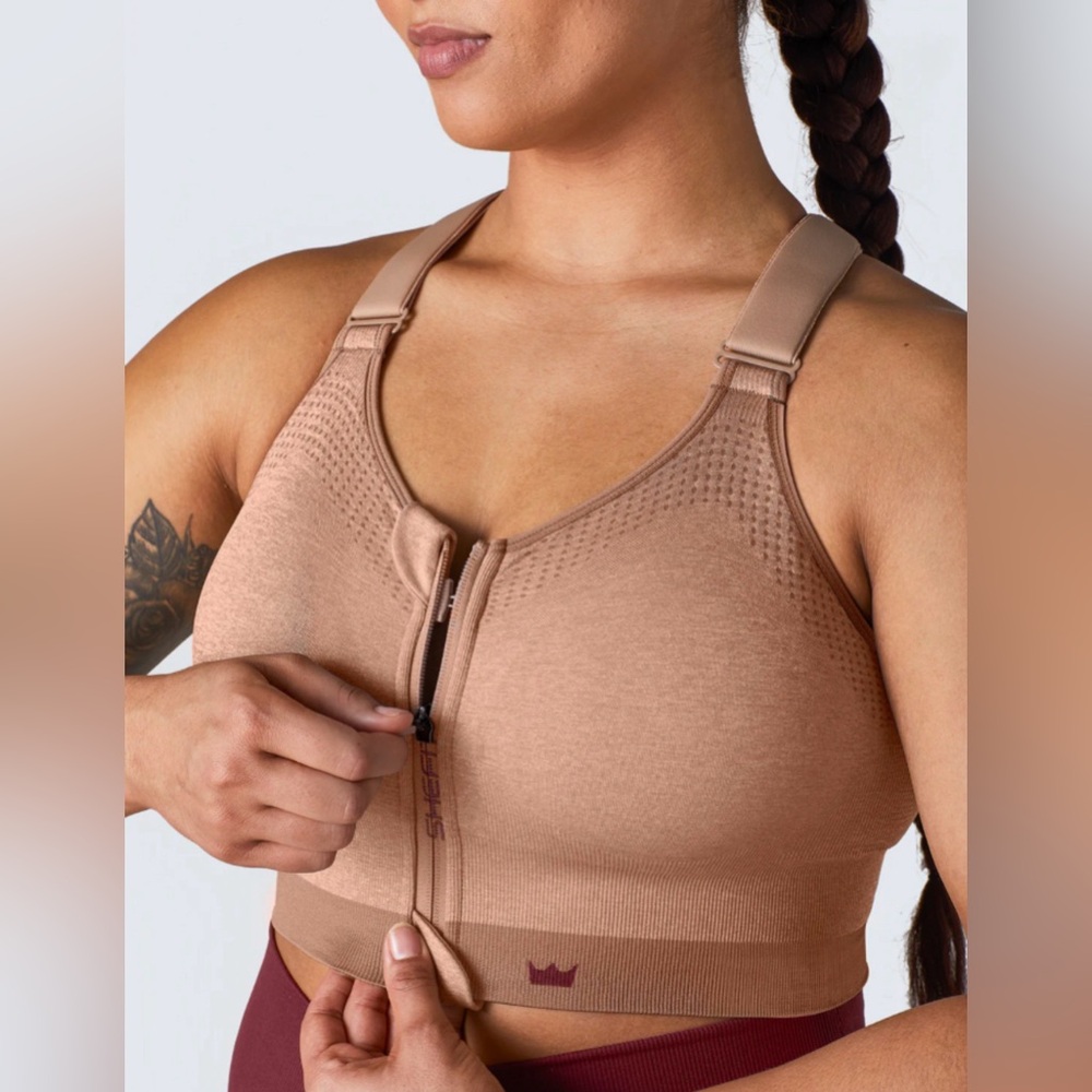 SHEFIT Low Impact Sports Bra Heathered Tan Brown Size Medium Women's Yoga
